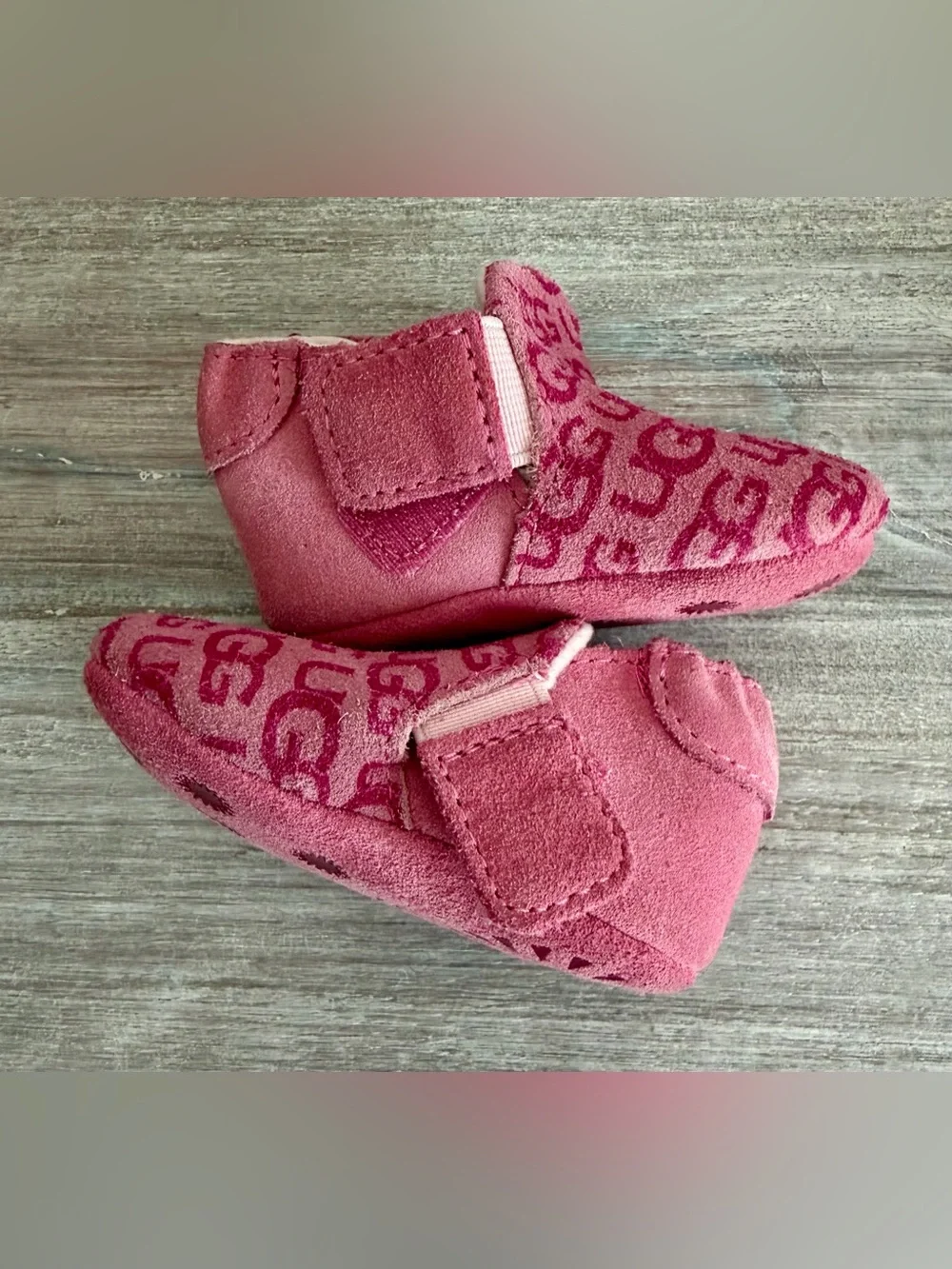 UGG Suede Light Dark Pink Logo Baby Slip-On Booties Designer Slippers 1